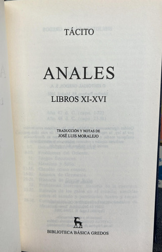 Anales Ii. Libros Xi-xvi Tácito Gredos Impecable (Usado)