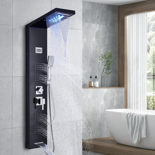 Torre Panel De Ducha NeierThodore Shower Panel de acero inoxidable color negro