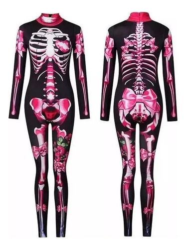 Body De Manga Larga De Halloween Con Esqueleto Para Mujer Y