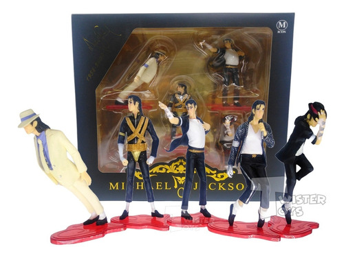 Michael Jackson Muñecos Coleccion X5 Figuras Con Base Envio