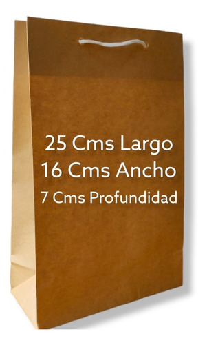 Imagen 1 de 10 de Bolsa Papel Regalo Cotillón Cordon Asa Ajustable Kraft Unico