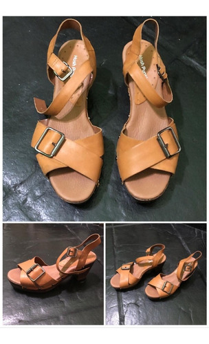 Sandalias De Cuero Taco Bajo Hush Puppies Zapatos Talle 35