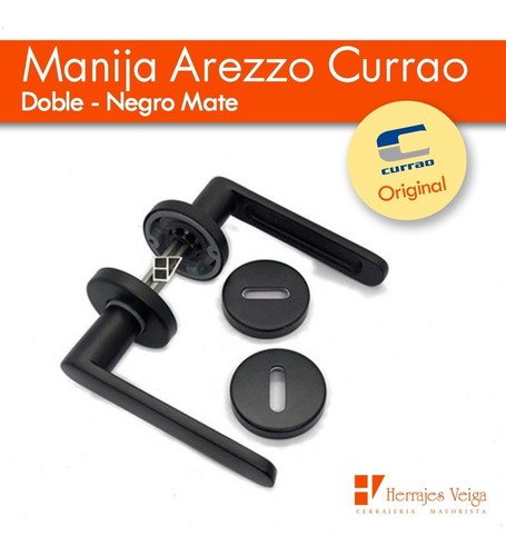 Imagen 4 de 10 de Manija Arezzo Doble Negro Mate Currao Puerta T/ Tropea