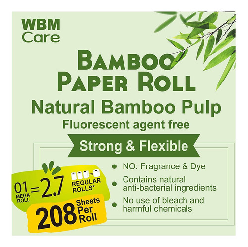 Papel Higiénico Bambú Natural De Wbm Care, Tejido De Baño De