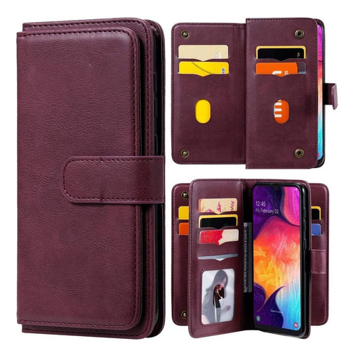 Funda Tipo Cartera Para LG K42 De Color Sólido De Cuero De L