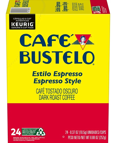 Café Bustelo Espresso Style, Dark Roast, Keurig Pods, 24pods