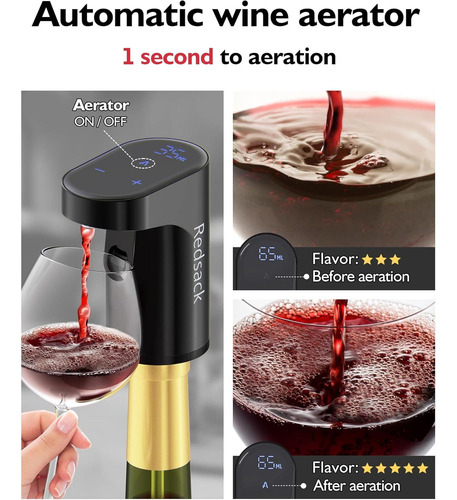 Dispensador De Vino Eléctrico Redsack Con Aerador 999ml