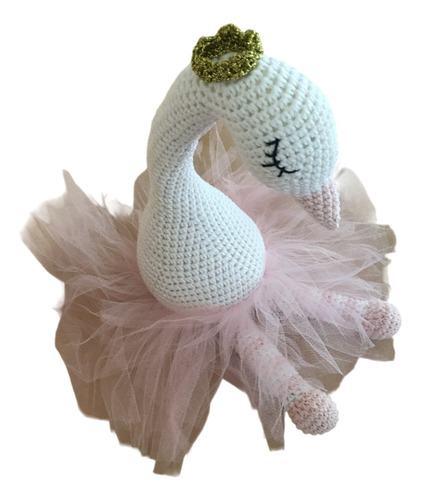 Princesa Cisne Con Tutú - Peluche Tejido Con Corona Color