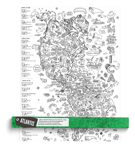 Mapa Atlantis Lamina P/pintar Proyecto Animales De America