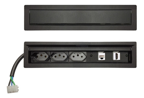 Imagem 1 de 10 de Tomadas Para Embutir Em Mesas 3 Tomadas, 1 Rede Cat5, 1 Hdmi