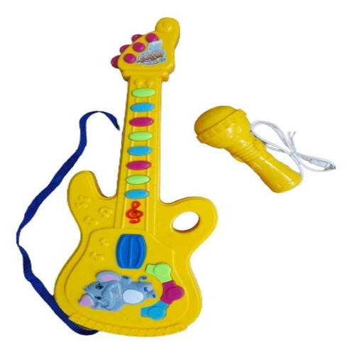 Guitarra Infantil Eletrica Microfone Karaoke Som E Luz