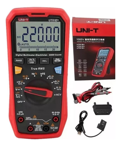 Multimetro 1000v 20a Ac/dc Ohms Faradios Hz Usb Ut61e+ Multímetro Digital