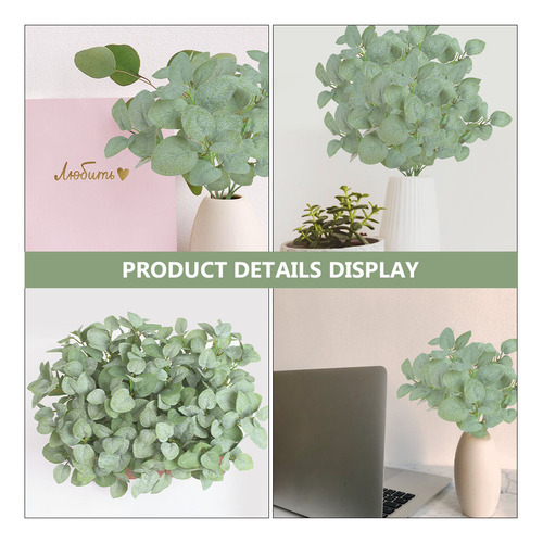 Arreglo Floral Artificial Con Hojas De Eucalipto, 4 Unidades