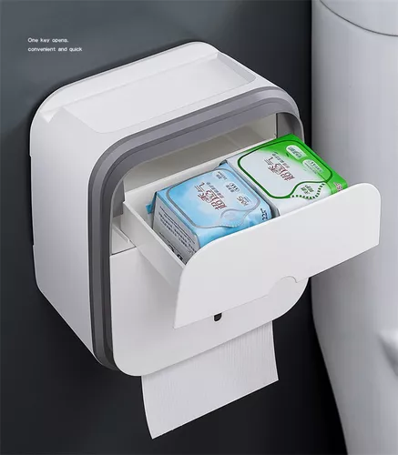 Dispenser Porta Rollo Papel Higienico Con Cajon + Adhesivo