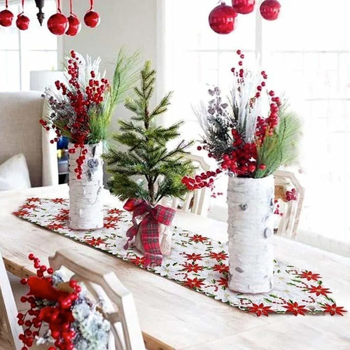 Camino De Mesa Bordado Navideño, Decoración De Fiesta