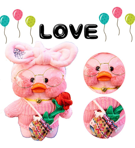 Peluche De Pato Lalafanfan Con Ropa, Regalo De Cumpleaños, 3