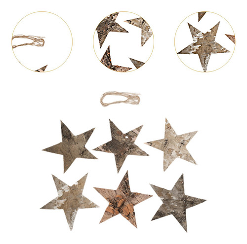 6 Adornos Colgantes Navideños De Madera, Adornos