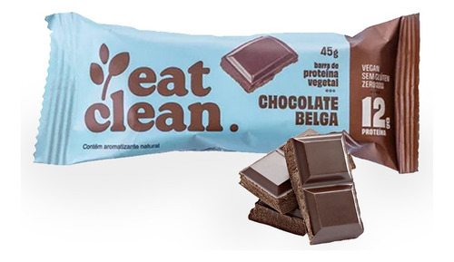 Barra De Proteína Vegana Chocolate Belga Eat Clean 45g