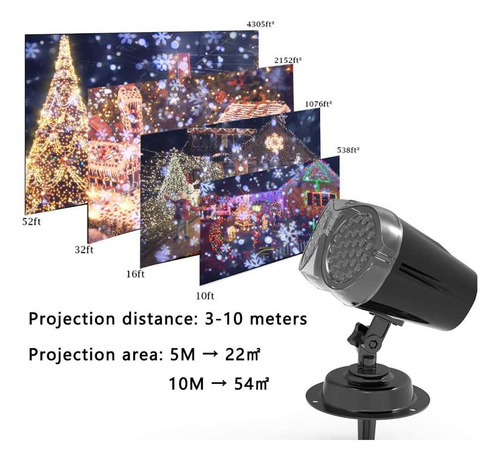 Navidad Led Proyector De Nieve Luz Giratoria Impermeable