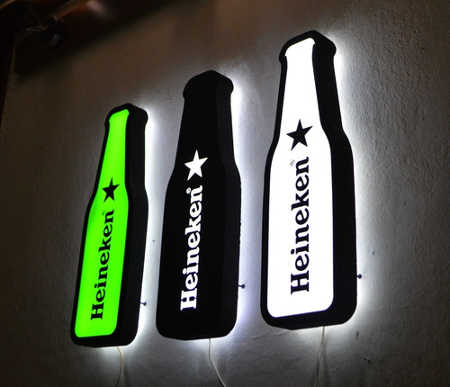 Cartel Luminoso Led Cerveza Heineken Botella Silueta Decobar