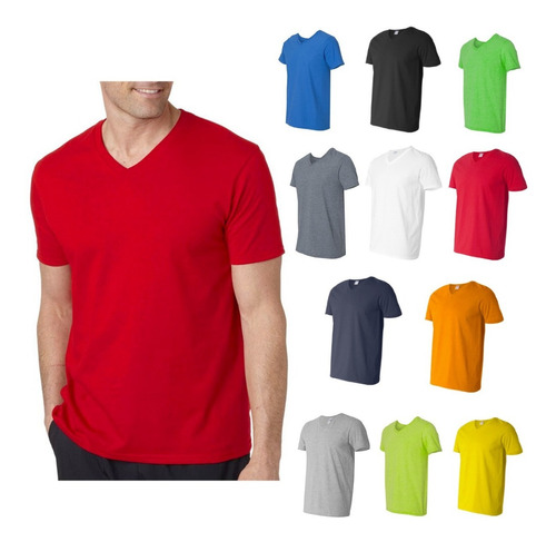 Camisetas Cuello En V Deportivas Unisex Colores 100% Algodón | MercadoLibre