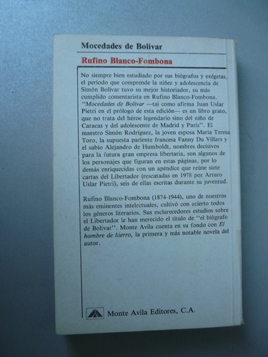 Mocedades De Bolivar - Rufino Blanco - Fombona - Monte Avila (Usado)
