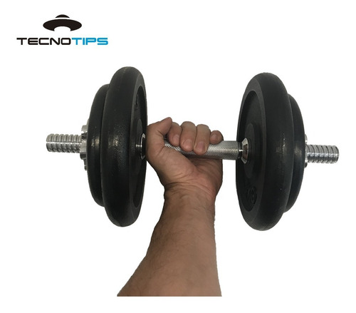 Pesas Mancuernas Cromadas Rosca + 15 Kg Discos Tecnotips ®