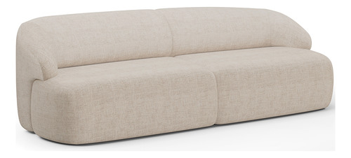 Sofá 4 Lugares Curvo Orgânico Sala 280cm Barolo Linho Bege