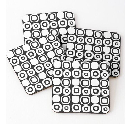 Set Posavasos Retro Mid Century Modern Garden Path Pattern 1