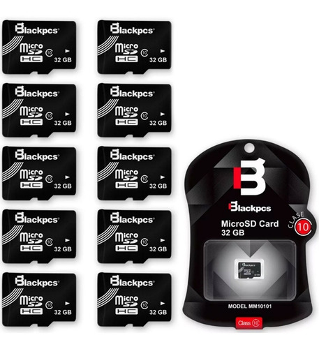 Imagen 2 de 6 de Micro Sd 32gb Kit De 10 Piezas Clase 10 Blackpcs Mm10101-32