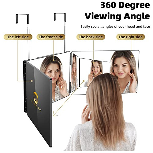 Glddao Espejo De 3 Vías Para Cortar El Cabello, 360 Espejos