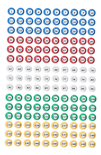 150 Bolas De Bingo, Bolas De Rifa, Números Del 1 Al 150,