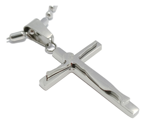 Cruz Con Cristo Acero Inoxidable Mod. 320