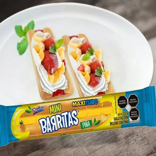 8 Pzas Barritas Maxitubo Mini Con Relleno Con Piña 222 G