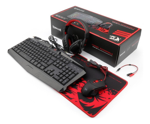 Kit de teclado y mouse gamer Redragon S101-BA Español de color negro