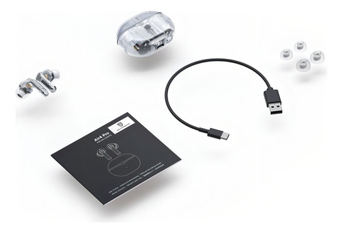 Fones de ouvido sem fio Soundpeats Air4 Pro com cor de cancelamento branco/transparente
