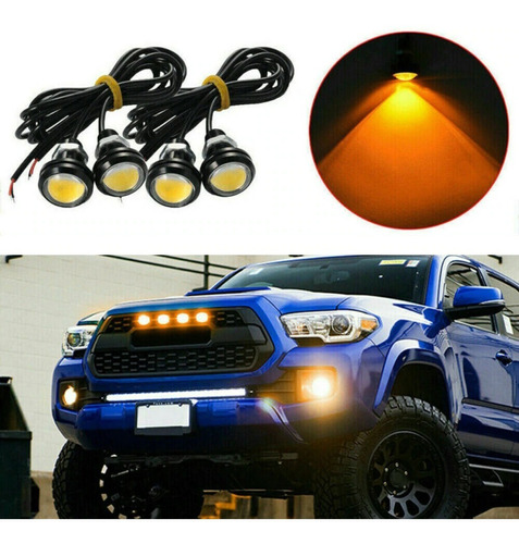 X4 Neblinero Parrilla Led Ojo Aguila 23mm Camioneta Amarillo