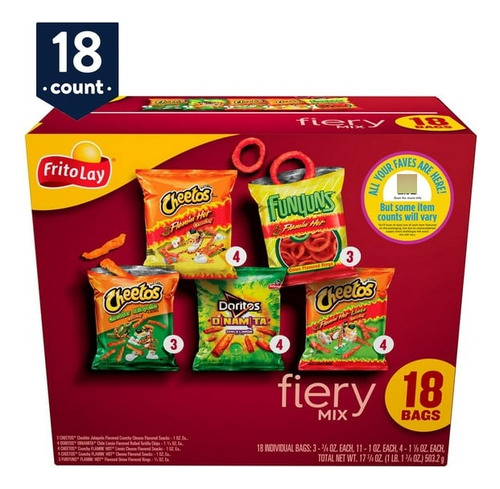 Papitas Americanas Frito-lay Flamin Hot Paquete Variado 18pz