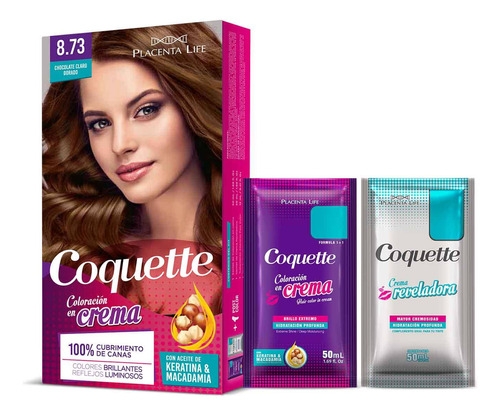 Coquette Tinte 8.73 Chocolate Claro Dorado Pack 1 Aplicacion