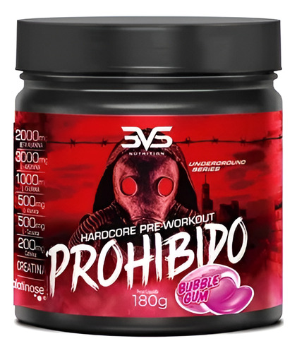 Prohibido Hardcore Pre Workout (180g) - Sabor: Bubble Gum Chiclete