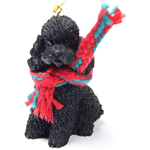 Adorno De Navidad De Poodle Miniatura Negro, Corte Depo...