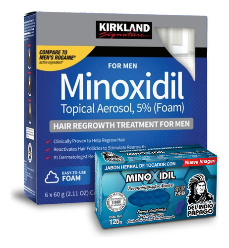 Minoxidil 5% Espuma Foam 6 Meses Tratamiento Capilar + Jabon