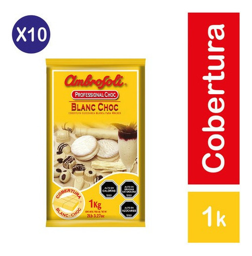 Pack 10 - Ambrosoli Cobertura Blanc Choc 1kg