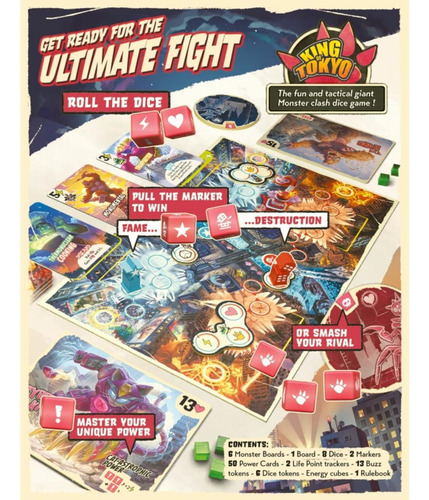 Iello: King Of Tokyo: Duel Juego De Mesa Para Dos Jugadores,