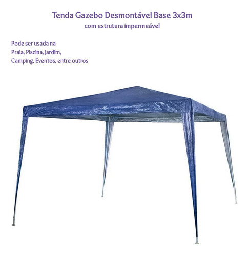 Tenda Gazebo Desmontável 3x3 Barraca Para Praia Jardim 4you