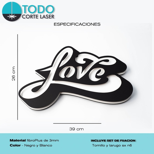 Imagen 4 de 4 de Cuadro Decorativo En Madera Calada Frases Love