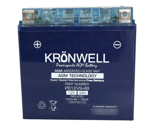 Bateria Kronwell Gel Mondial Hd 250 254 12n9-4b-1