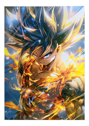 Cuadro Poster Metalico (20x29cm) Dragon Ball Goku Blanco