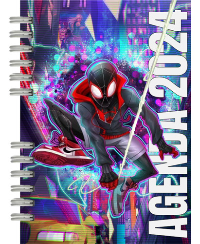 Agenda Spiderman Miles Morales Colors+ Chapita De Regalo