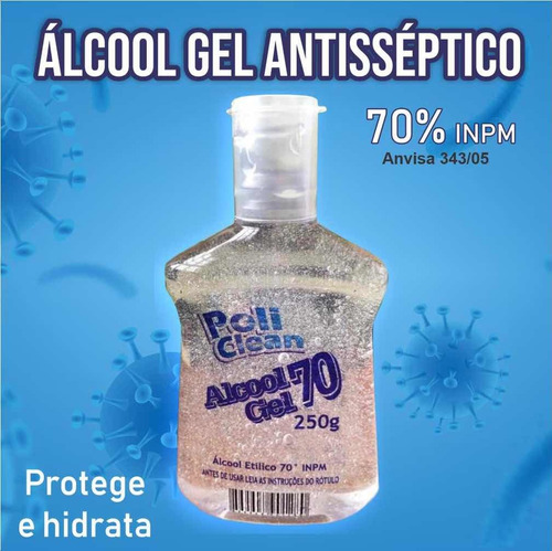 3 Álcool Gel 70% Antivirus Anti Bactericida 250 G + Nfe 